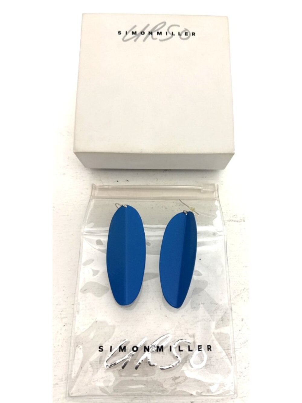 Simon Miller Blue Petal Medium Dangle Drop Statement Earrings 2" w/Original Box